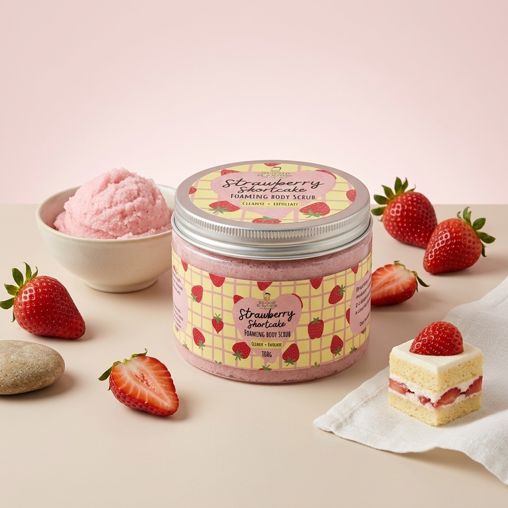 Strawberry shortcake foaming body scrub